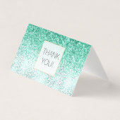 Mint Glitter Glam Leopard Print Dank u Kaart (Voorkant)