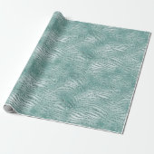 Mint Glitter Glitzy Sparkle Zebra Print Cadeaupapier (Uitgerold)