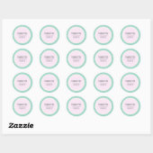 Mint Glitter & Light Pink Merci Stickers Rond (Feuille)