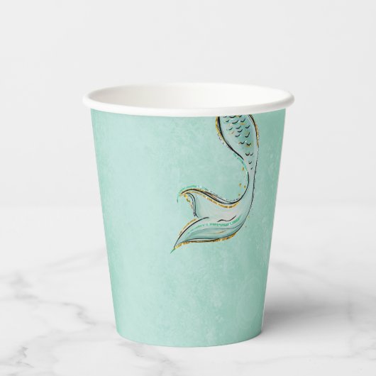 Mint Glitter Mermaid tail under the sea Papieren Bekers (Achterkant)