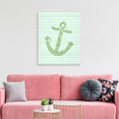 Mint Glitter Nautisch Anker Canvas Afdruk (Insitu (Woonkamer))