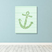 Mint Glitter Nautisch Anker Canvas Afdruk (Insitu (Houten vloer))