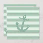 Mint Glitter Nautisch Anker Kaart (Voorkant / Achterkant)
