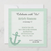 Mint Glitter Nautisch Anker Kaart (Achterkant)