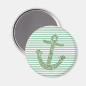 Mint Glitter Nautisch Anker Magneet (Voorkant / Achterkant)
