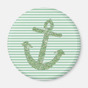 Mint Glitter Nautisch Anker Magneet