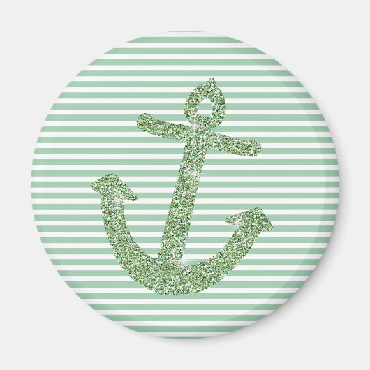Mint Glitter Nautisch Anker Magneet (Voorkant)