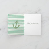 Mint Glitter nautische anker dank u Bedankkaart (Binnen)