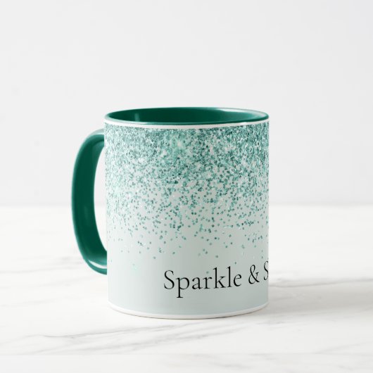 Mint Glitter Sparkle Mok (Voorkant links)