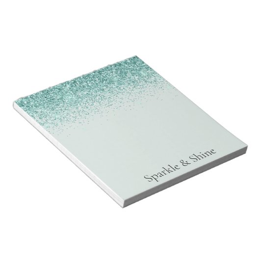 Mint Glitter Sparkle Notitieblok (Schuin)