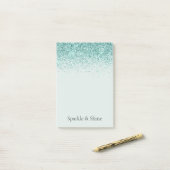 Mint Glitter Sparkle Post-it® Notes (Op bureau)
