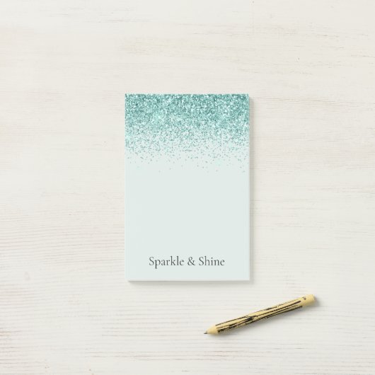 Mint Glitter Sparkle Post-it® Notes (Op bureau)