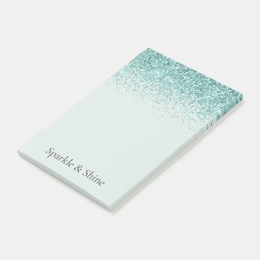 Mint Glitter Sparkle Post-it® Notes (Schuin)
