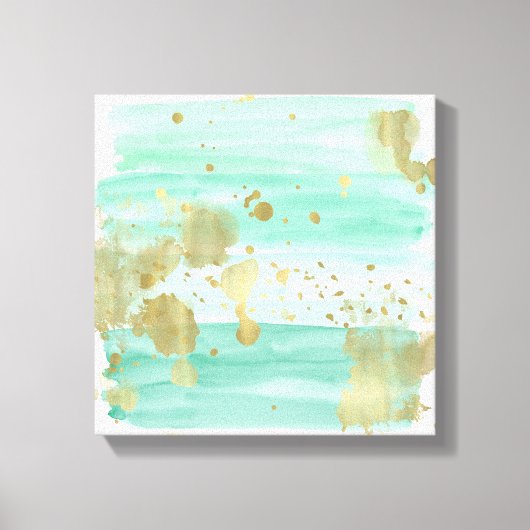 Mint Gold Abstract Canvas Afdruk (Voorkant)