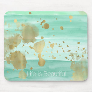 Mint Gold Abstract met Inspirerend prijsopgave Muismat