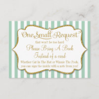 Mint Gold Baby shower Book Kaart brengt boek mee