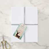 Mint Gold Brown Deer Woodland Label met kerstcadea Cadeaulabel (Met Touw)