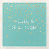 Mint Gold-Confetti Glazen Onderzetter (Voorkant)