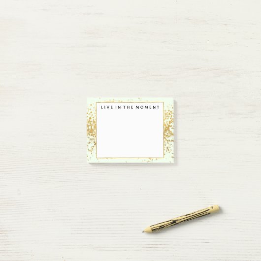 Mint Gold Confetti Stippen Post-it® Notes (Op bureau)