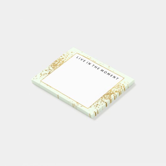 Mint Gold Confetti Stippen Post-it® Notes (Schuin)