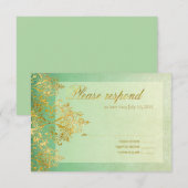 Mint & Gold Gatsby Glitter Flourish RSVP (Voorkant / Achterkant)