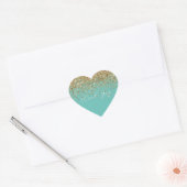 Mint Gold Glam Glitter Bedankt Hart Sticker (Envelop)
