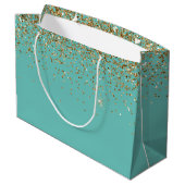 Mint Gold Glam Glitter Bruiloft Groot Cadeauzakje (Achterkant Gekanteld)