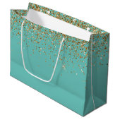 Mint Gold Glam Glitter Bruiloft Groot Cadeauzakje (Voorkant Gekanteld)