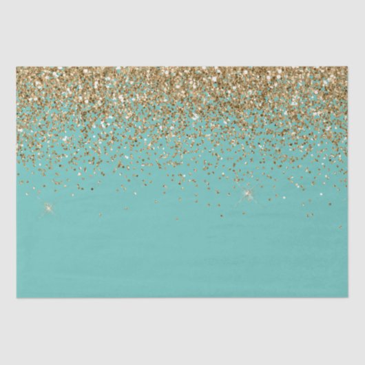 Mint Gold Glam Glitter Bruiloft Tissuepapier (Voorkant)