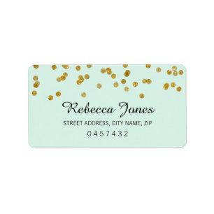 Mint Gold Glitter confetti Adresetiketten Etiket