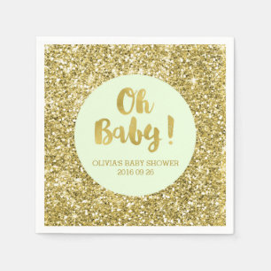 Mint Gold Glitter Confetti Oh Baby Baby shower Servetten