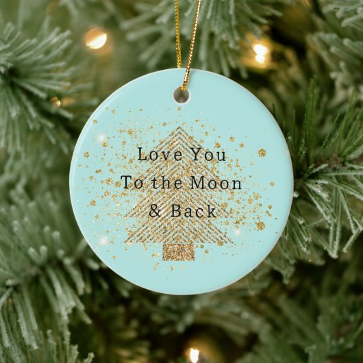 Mint Gold Glitter Kerstboom Liefde Keramisch Ornament (Boom)