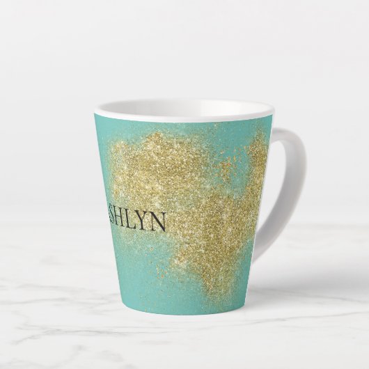Mint Gold Glitzy Glitter Latte Mok (Rechterhoek)