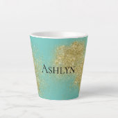 Mint Gold Glitzy Glitter Latte Mok (Voorkant)