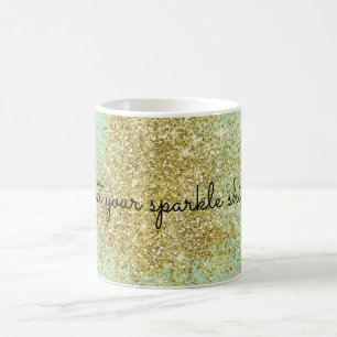 Mint Gold Sparkle Shine Faux Glitter Koffiemok