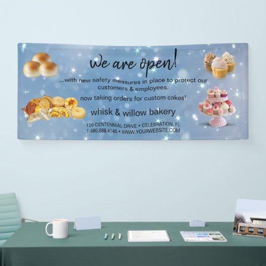 Mint & Gold Whisk Bakkerij Business Heropening gri Spandoek (Beurs)