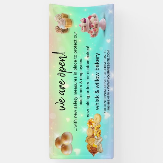 Mint & Gold Whisk Bakkerij Business Heropening gro Spandoek (Verticaal)