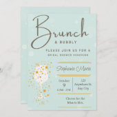 Mint Golden Bubbles et Brunch Shower Invitation (Devant / Derrière)