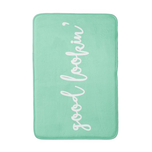 Mint Good Lookin' Calligraphy Script Bath Mat (Voorkant Verticaal)