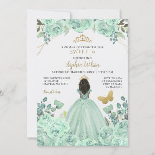 Mint Goud Bloemen Prinses Vlinder Zoet 16 Kaart