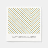 Mint goud en wit chic chevron gepersonaliseerd servet (Voorkant)