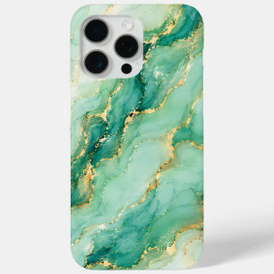 Mint & Goud Marmer Luxe iPhone 15 Pro Max Hoesje