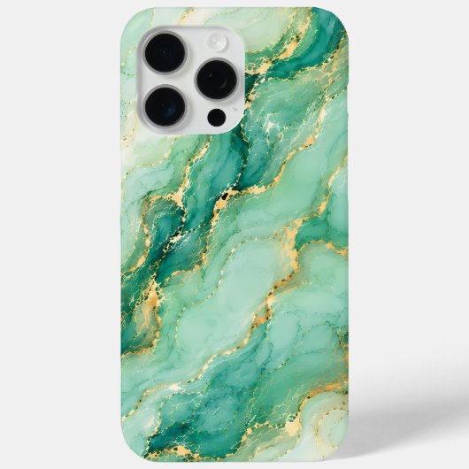 Mint & Goud Marmer Luxe Case-Mate iPhone Case (Achterkant)