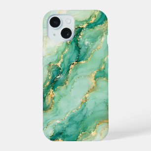 Mint & Goud Marmer Luxe iPhone 15 Hoesje