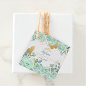 Mint gouden bloemvlinder Quinceañera Bedankjes Labels (In situ)