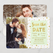 Mint Gouden Confetti Trouwfoto Save the Date (Voorkant / Achterkant)