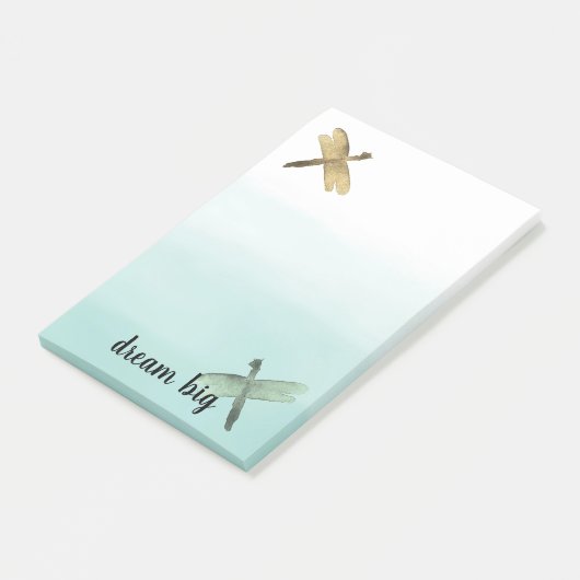 Mint gouden libellen Ombre Post-it® Notes (Schuin)