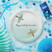 Mint gouden libellen Ombre Waterverf Papieren Bordje (Feest)