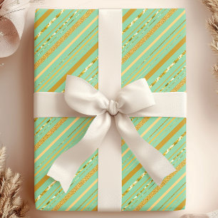Mint & Gouden Streep Luxe Cadeaupapier
