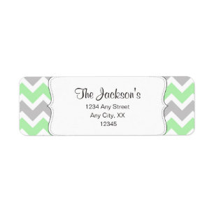 Mint Gray Chevron baby shower retouradres Etiket